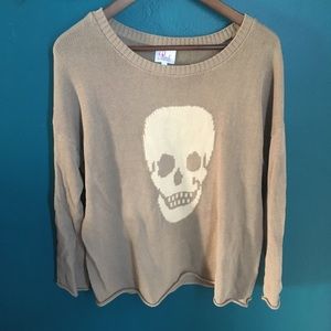 NWOT Tan & Cream Skull Sweater